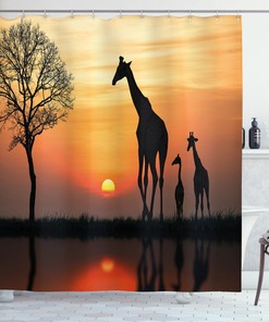 Wild Woods Animal Printed Giraffe Shower Curtain For Your Bathroom