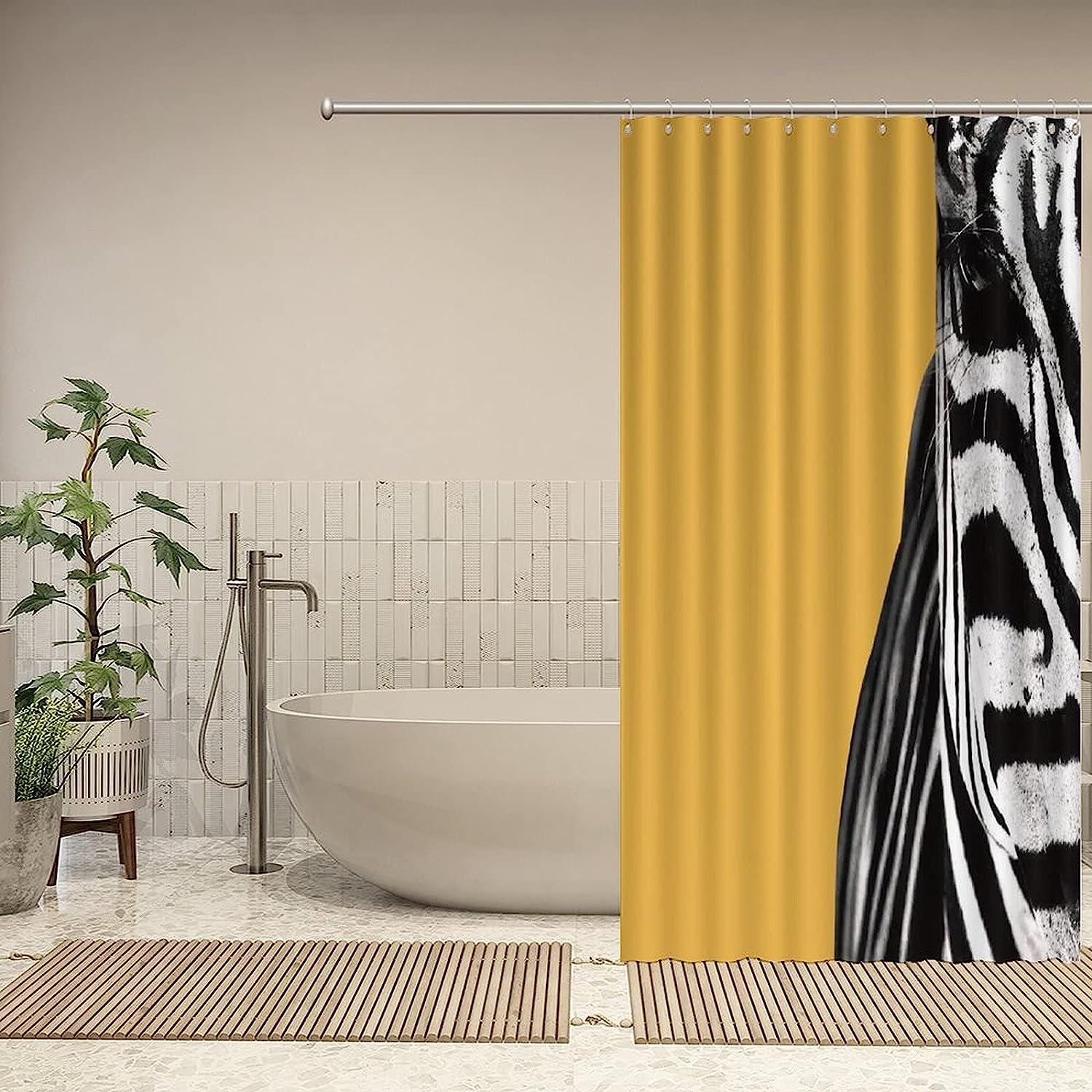 Wild Zebra Animal Print Shower Curtain For Safari Themed Bathrooms - Image 4