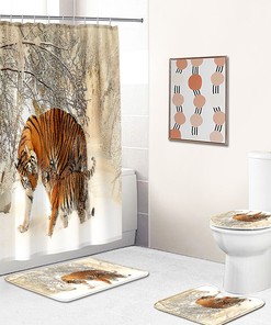 Wild and Artistic Tiger Shower Curtain for Striking Bathroom Decor