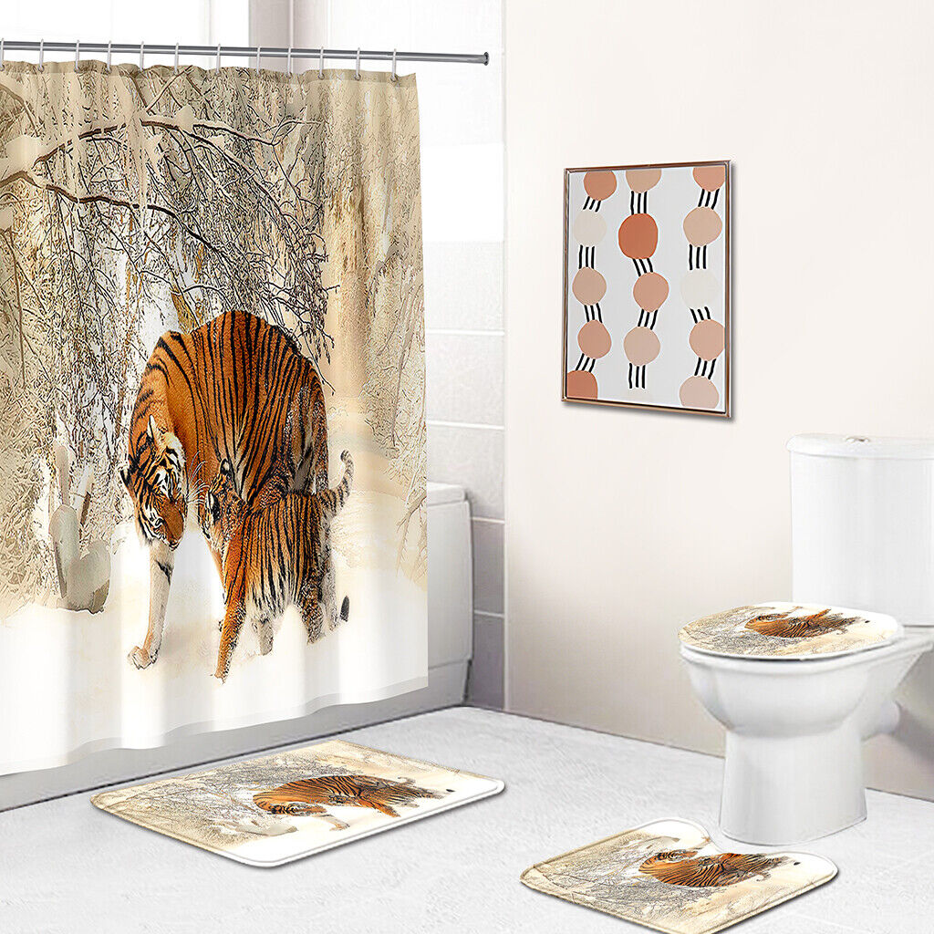 Wild and Artistic Tiger Shower Curtain for Striking Bathroom Decor