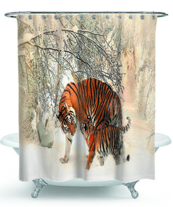 Wild and Artistic Tiger Shower Curtain for Striking Bathroom Decor
