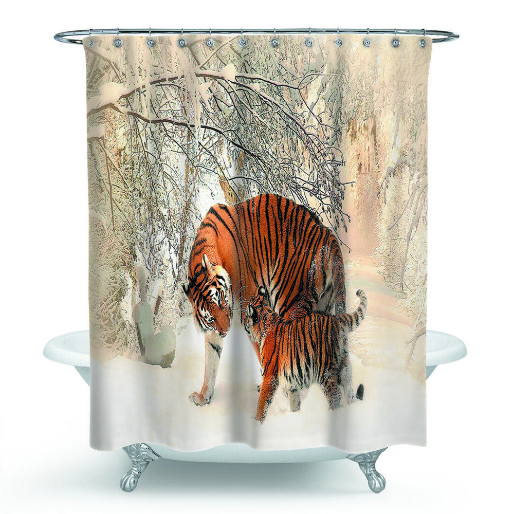 Wild and Artistic Tiger Shower Curtain for Striking Bathroom Decor