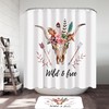 Wild and Free Native Floral Bull Skull Shower Curtain for Unique and Bohemian Bathroom Decor