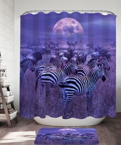 Wildebeest and Zebra Shower Curtain - Stunning African Wildlife-Inspired Bathroom Decor 