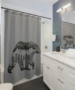 Wilderness Bear Shower Curtain - Rustic Bathroom Decor Perfect for Nature Lovers