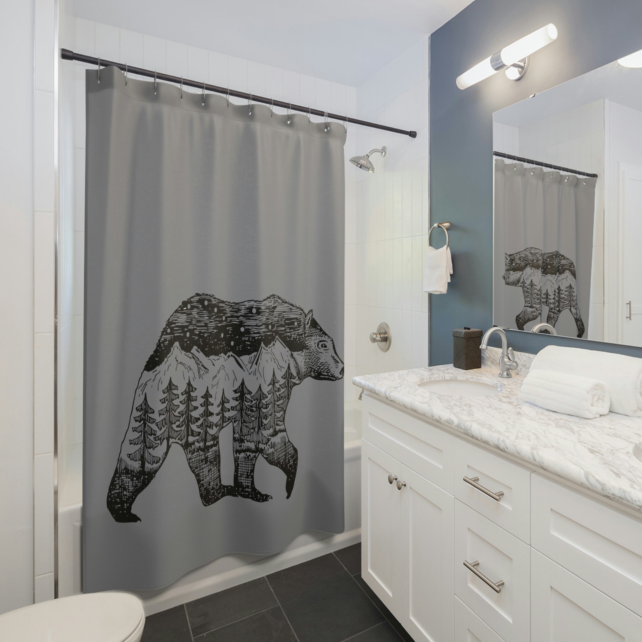 Wilderness Bear Shower Curtain - Rustic Bathroom Decor Perfect for Nature Lovers