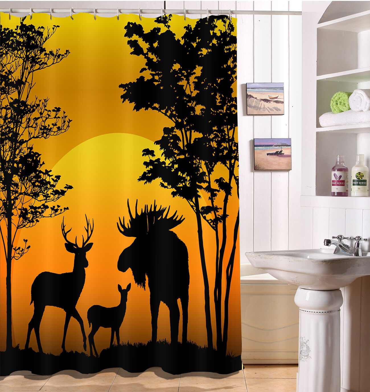 Wilderness-Themed Deer Shower Curtain For Outdoor Enthusiasts - Image 3