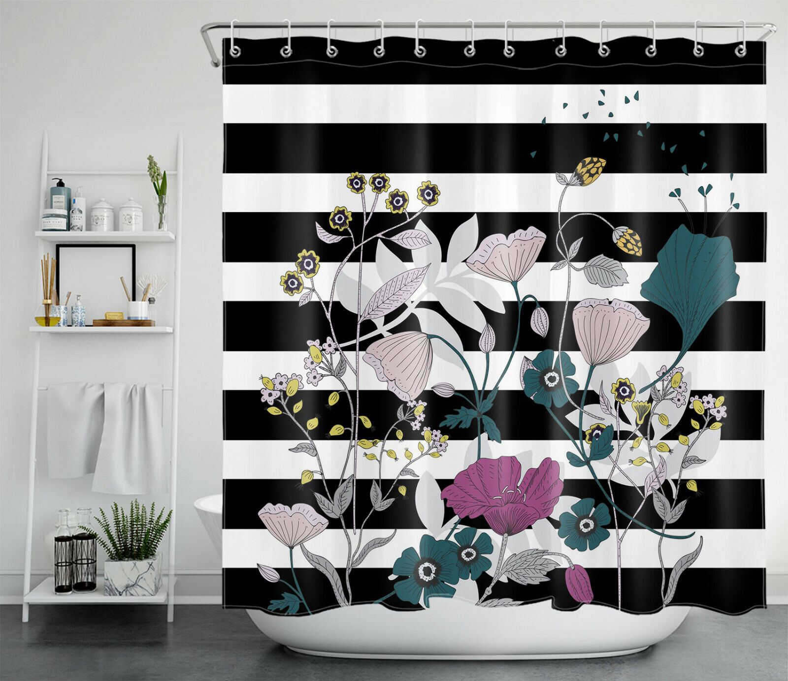 Wildflower Botanical Shower Curtain - Gorgeous Floral Design for Your Bathroom