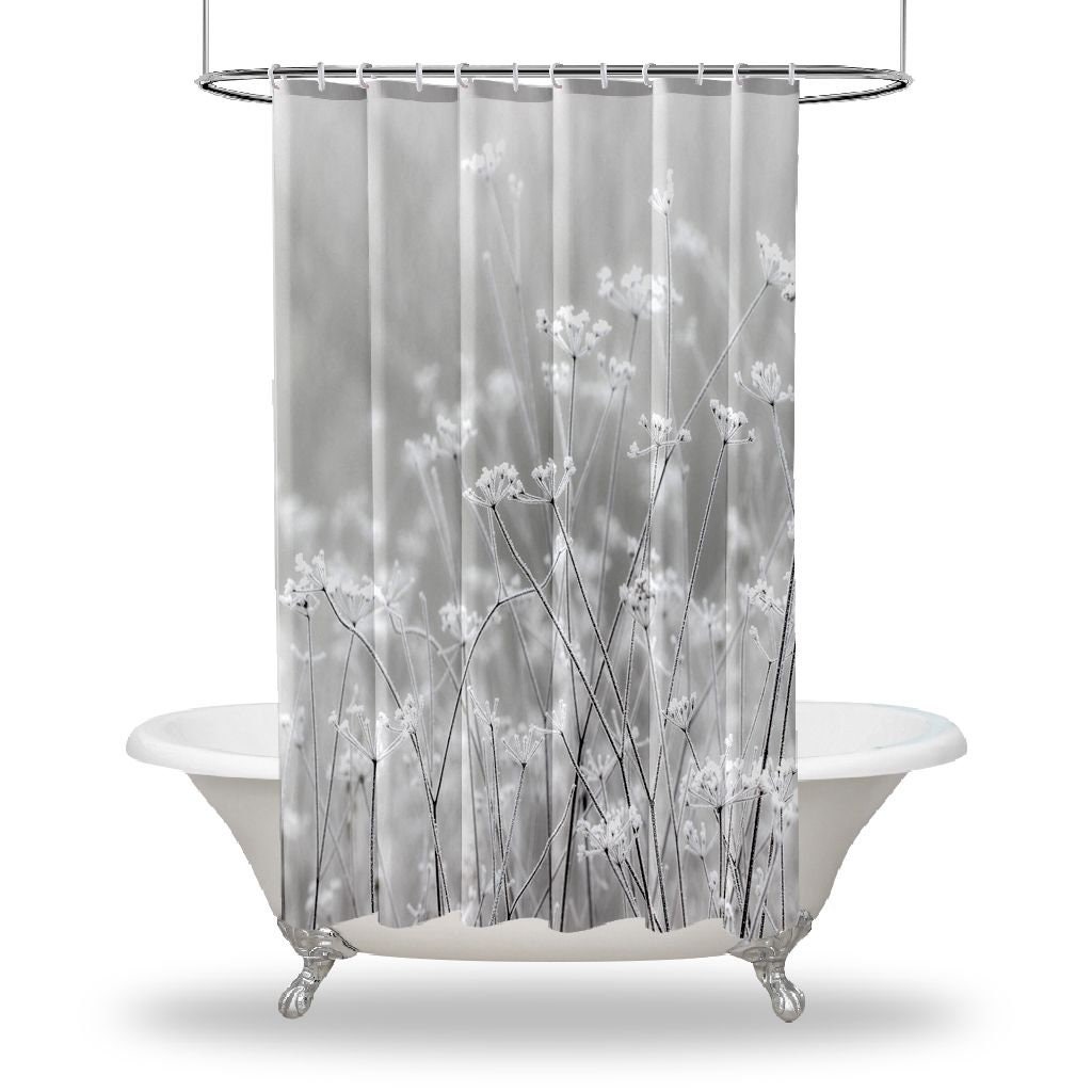 Wildflower Decor Multiple Sized Flower Print Shower Curtain - Waterproof Bathtub Drapes
