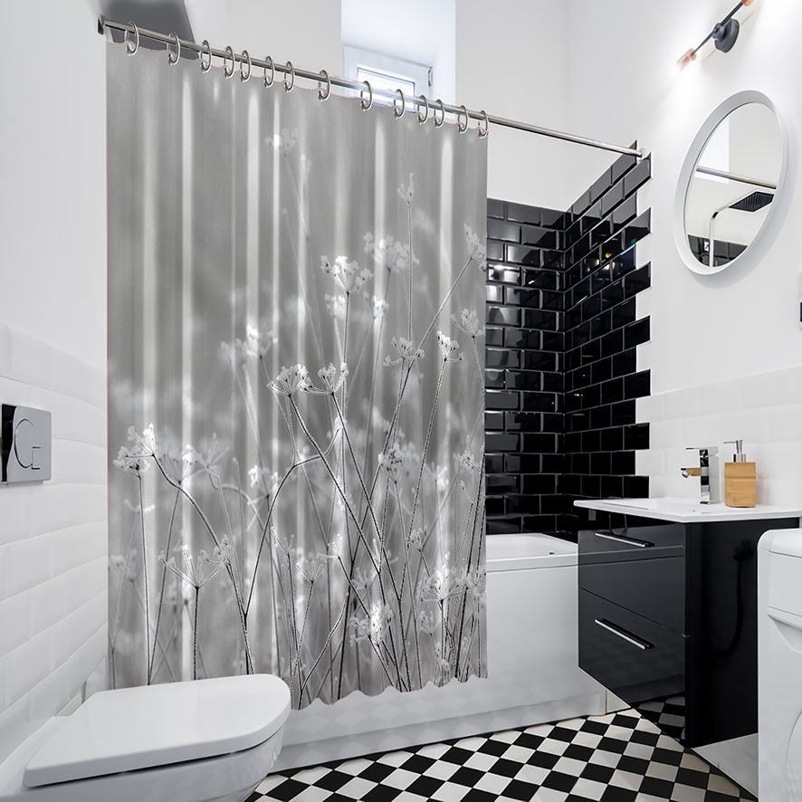 Wildflower Decor Multiple Sized Flower Print Shower Curtain - Waterproof Bathtub Drapes