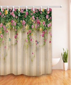 Wildflower Floral Bathroom Curtains Decor With Stunning Watercolor Design