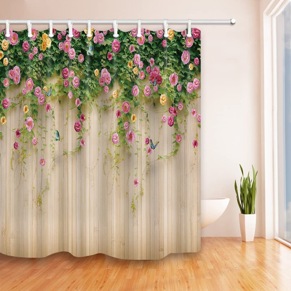 Wildflower Floral Bathroom Curtains Decor With Stunning Watercolor Design