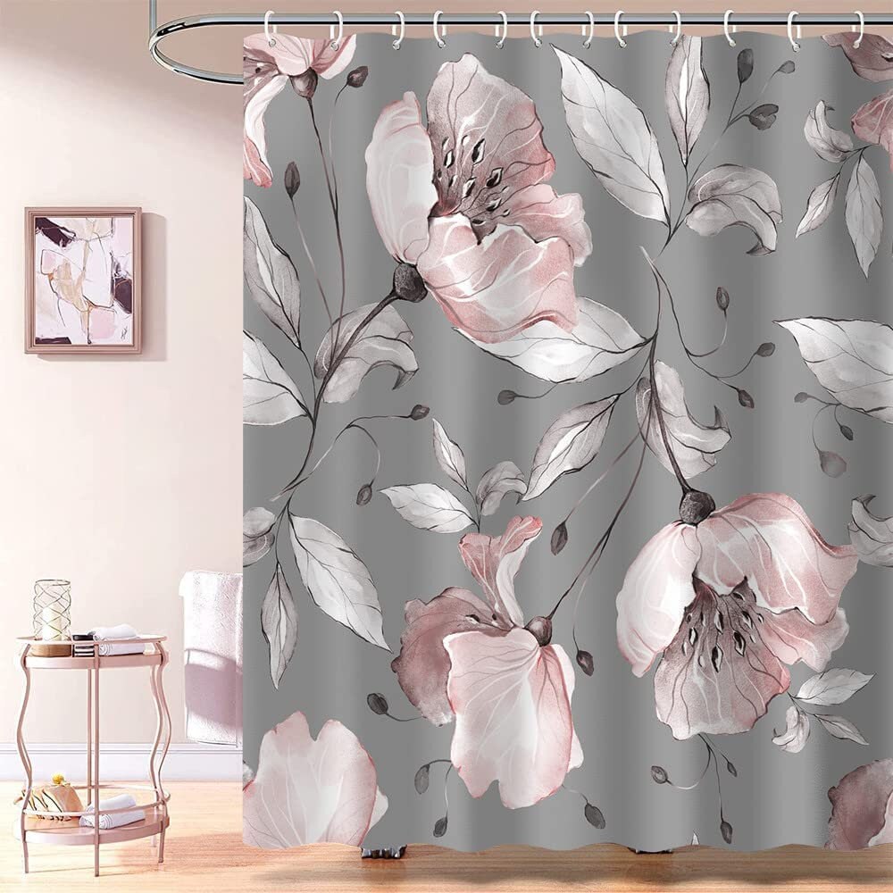 Wildflower Floral Bathroom Curtains Decor With Stunning Watercolor Design