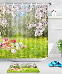 Wildflowers Forest Easter Eggs Shower Curtain For Bathroom Decor
