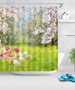 Wildflowers Forest Easter Eggs Shower Curtain For Bathroom Decor