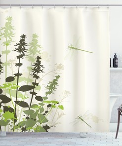 Wildflowers Grassland Dragonfly Shower Curtain For A Natural Bath