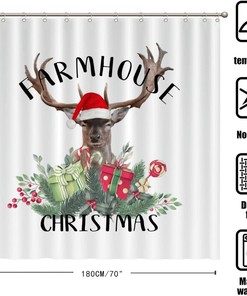 Wildlife Animal Deer Shower Curtain For Farmhouse Christmas Bathroom Decor