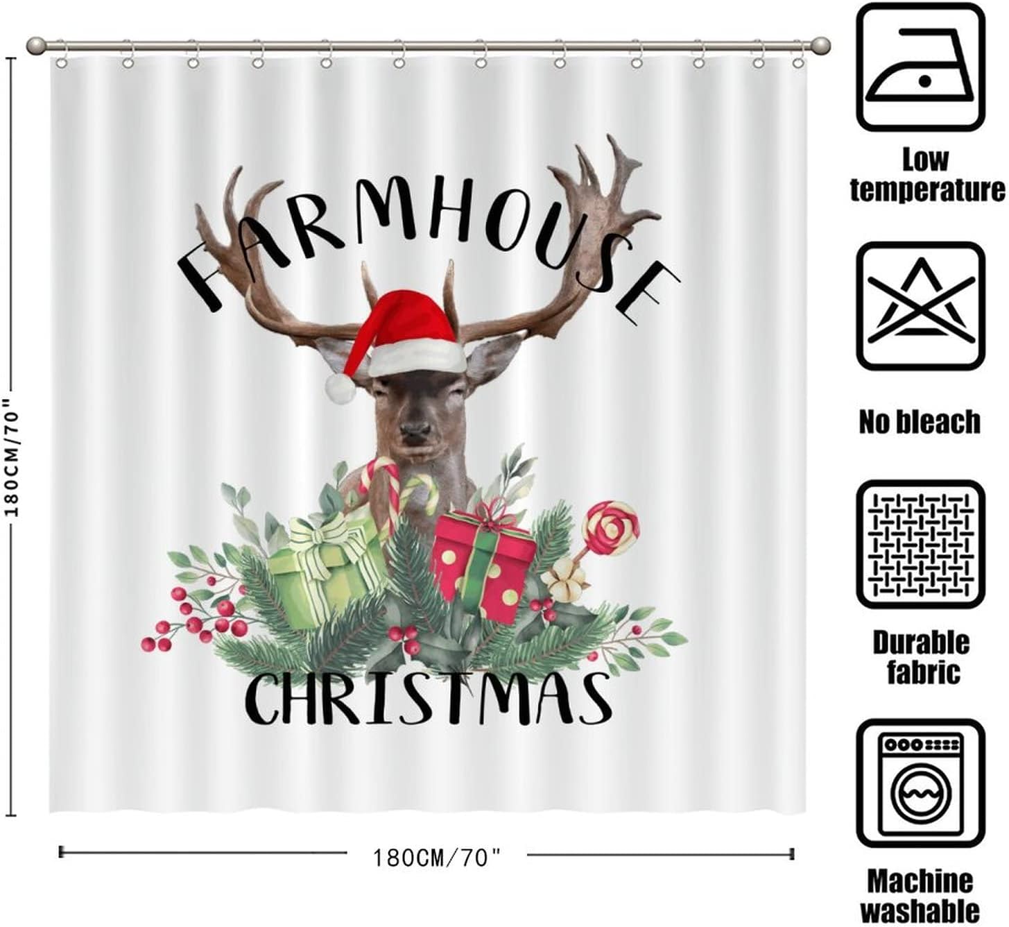 Wildlife Animal Deer Shower Curtain For Farmhouse Christmas Bathroom Decor