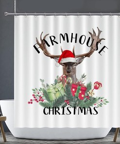 Wildlife Animal Deer Shower Curtain For Farmhouse Christmas Bathroom Decor
