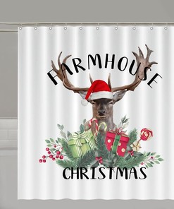 Wildlife Animal Deer Shower Curtain For Farmhouse Christmas Bathroom Decor