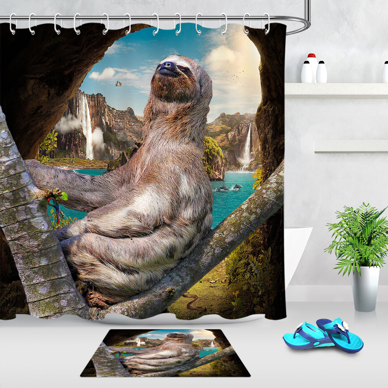 Wildlife Animal Landscape Funny Koala Shower Curtain For Bathroom Decor