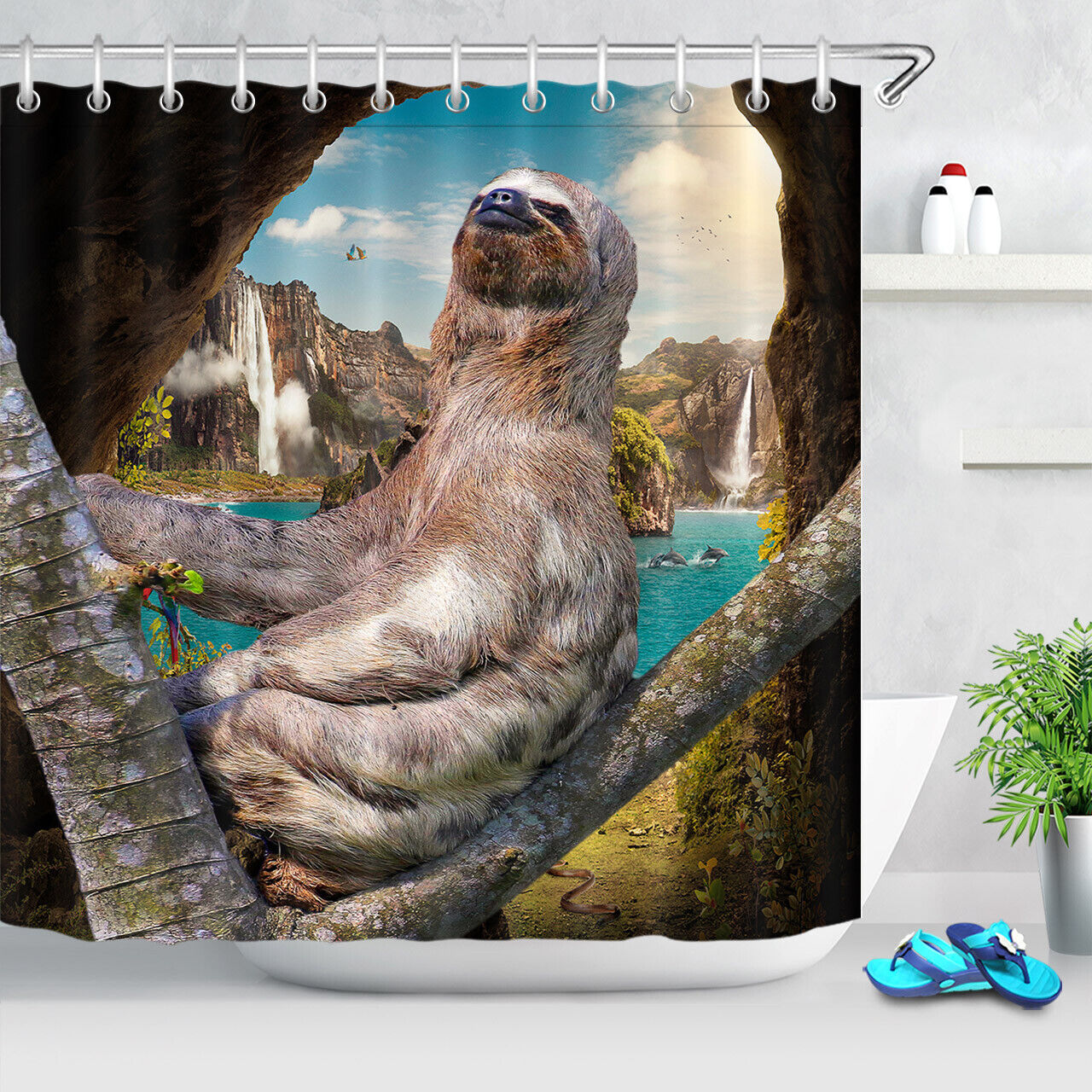 Wildlife Animal Landscape Funny Koala Shower Curtain For Bathroom Decor