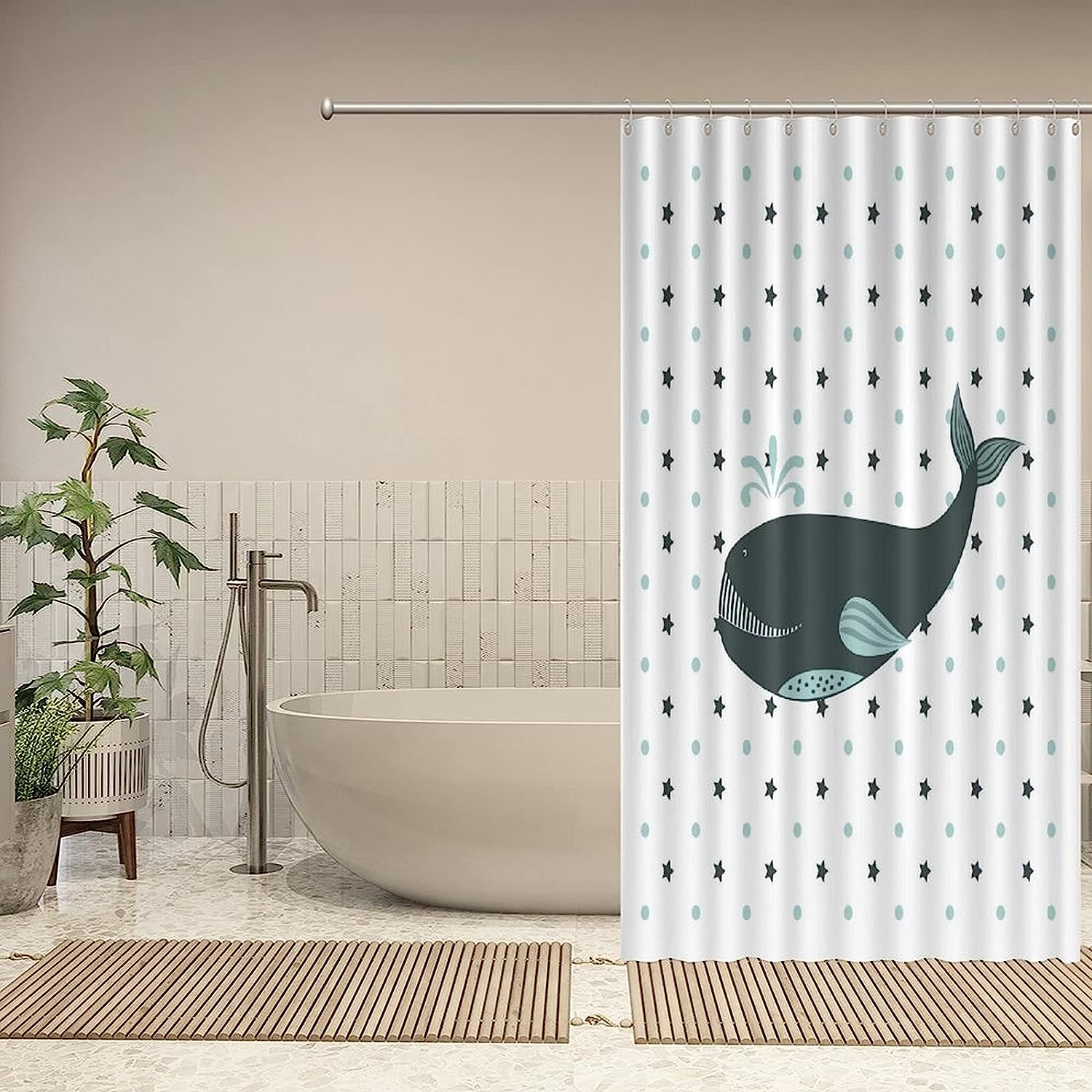 Wildlife Animal Print Shower Curtain - Custom Durable Fabric - Image 4