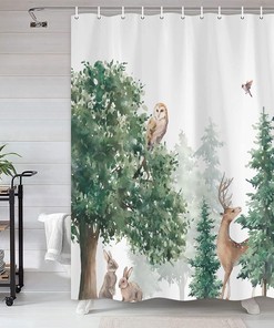 Wildlife Animal Shower Curtain For Rustic Farmhouse Bathroom Decor