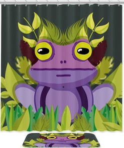 Wildlife Animals Shower Curtain - Cute Frog Design For Bathroom