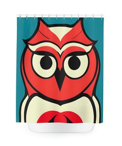 Wildlife Art Neon Owl Shower Curtain for Nature Lovers 