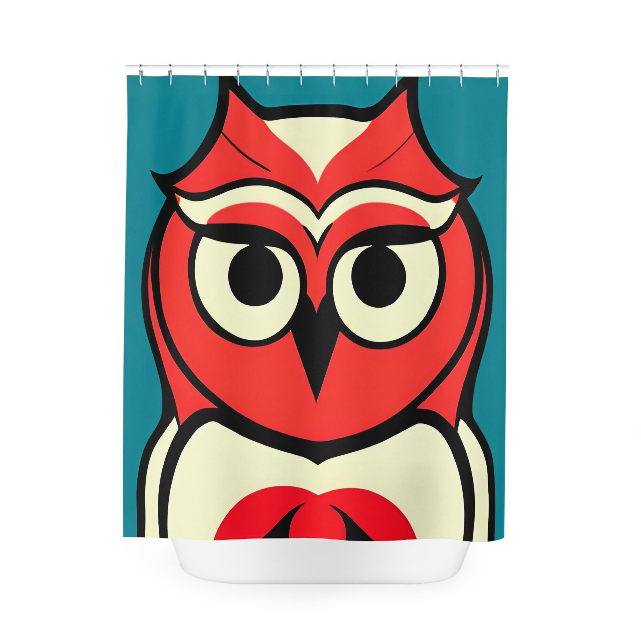 Wildlife Art Neon Owl Shower Curtain for Nature Lovers