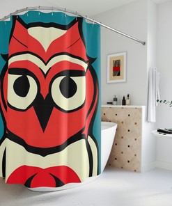 Wildlife Art Neon Owl Shower Curtain for Nature Lovers