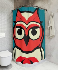 Wildlife Art Neon Owl Shower Curtain for Nature Lovers