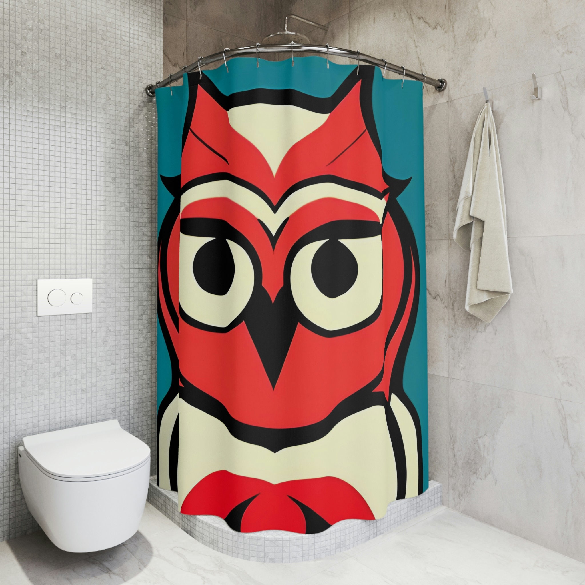 Wildlife Art Neon Owl Shower Curtain for Nature Lovers