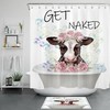 Wildlife Cow Flower Shower Curtain - Farmhouse Animal And Flower Bathtub For A Rustic Bathroom Decor