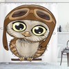 Wildlife Humor Comic Artistic Owl in a Pilot Hat Shower Curtain for Bathroom Decor