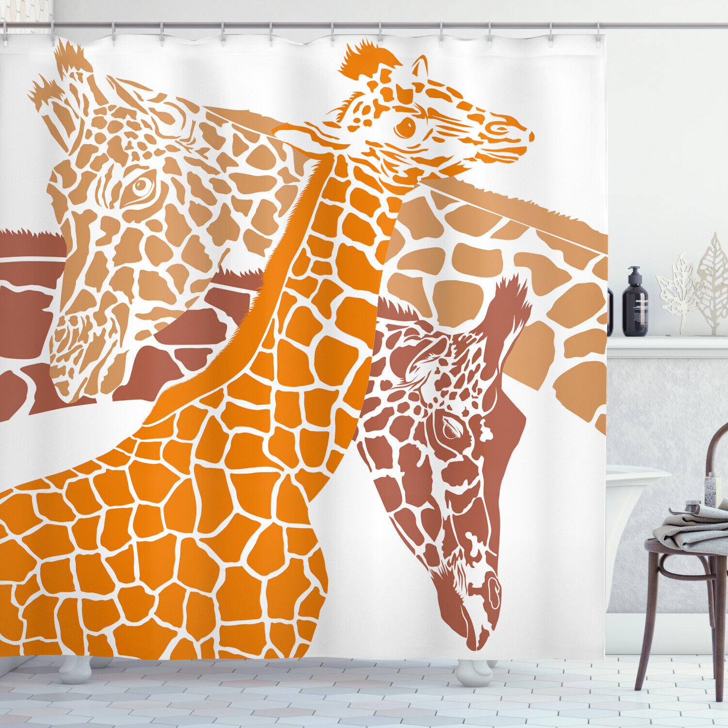 Wildlife In Africa Giraffe Shower Curtain, Stylish And Unique Bathroom Decor