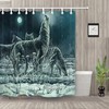 Wildlife Moon Snow Wolf Shower Curtain for Nature Inspired Bathroom Decor 