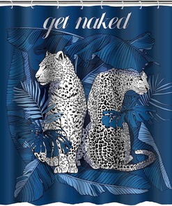 Wildlife Palm Leaf Tropical Leopard Animals Shower Curtain - Exotic Animal Bathroom Decor