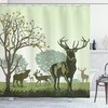 Wildlife Park Shower Curtain With Deer And Moose Print For Lovers Of The Outdoors