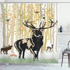 Wildlife Park Shower Curtain With Deer Print For Nature Lovers
