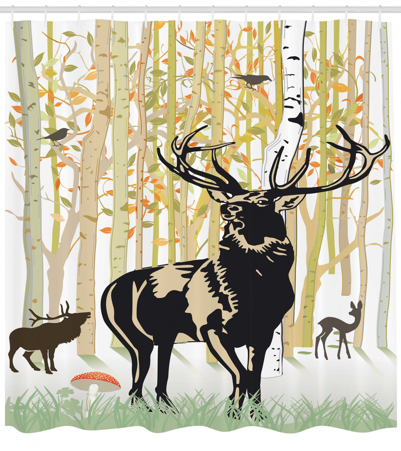 Wildlife Park Shower Curtain With Deer Print For Nature Lovers - Image 4