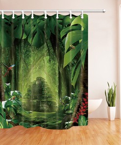 Wildlife Parrot Frogs Shower Curtain Bathroom Decor Fabric - Forest Animals Parrot Frogs