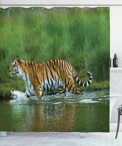 Wildlife Tiger Shower Curtain for Safari-Inspired Bathroom Decor