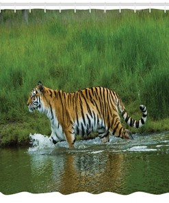 Wildlife Tiger Shower Curtain for Safari-Inspired Bathroom Decor
