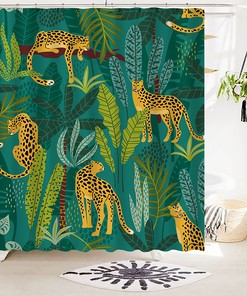 Wildlife Tigers and Leopards in Jungle Shower Curtain for Nature-Inspired Bathroom Decor