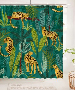 Wildlife Tigers and Leopards in Jungle Shower Curtain for Nature-Inspired Bathroom Decor