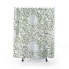 William Morris Antique Flower Pattern Vintage Floral Bathroom Accessory with Sage Green & White Artichoke Shower Curtain