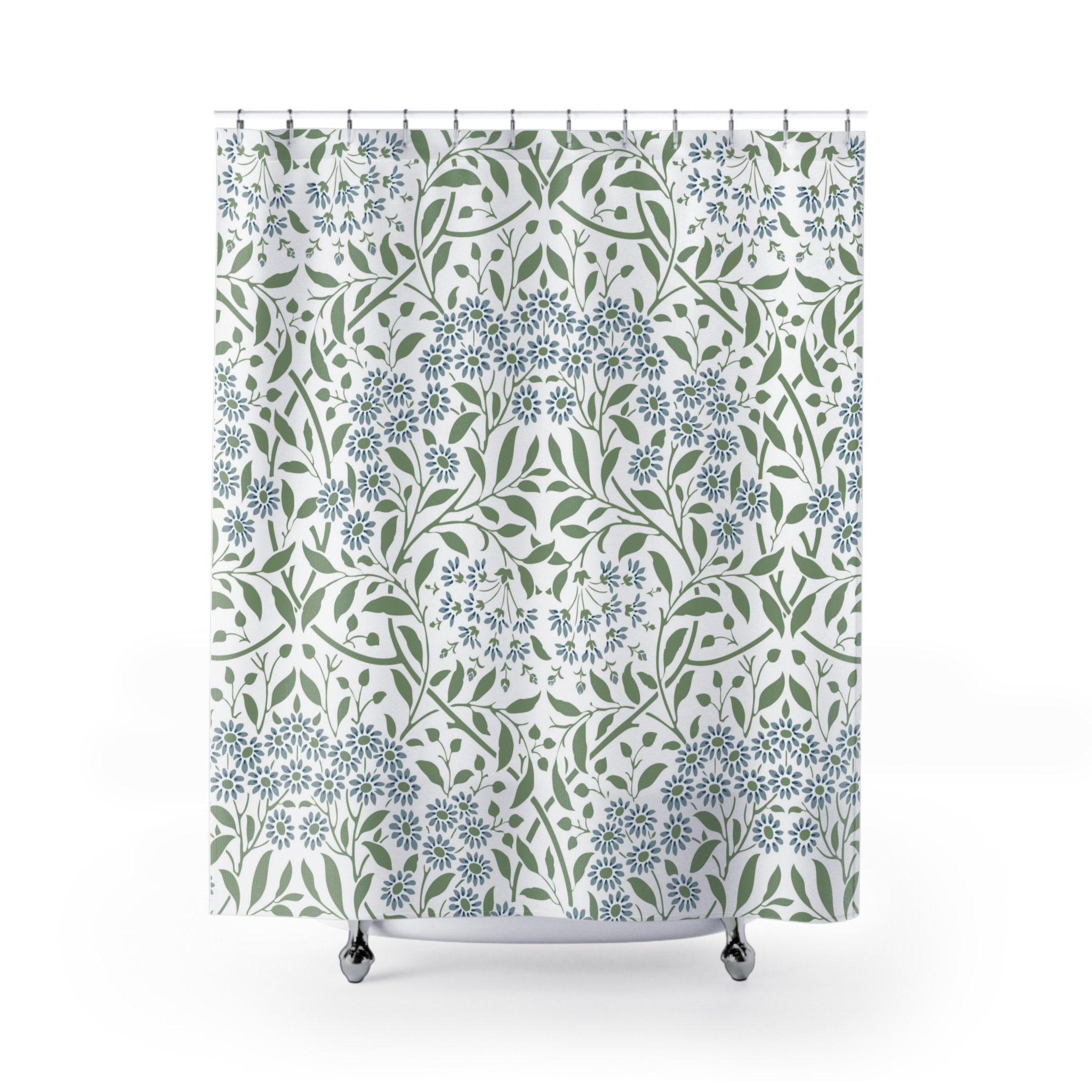 William Morris Antique Wild Flower Pattern Vintage English Floral Bathroom Accessory Shower Curtain