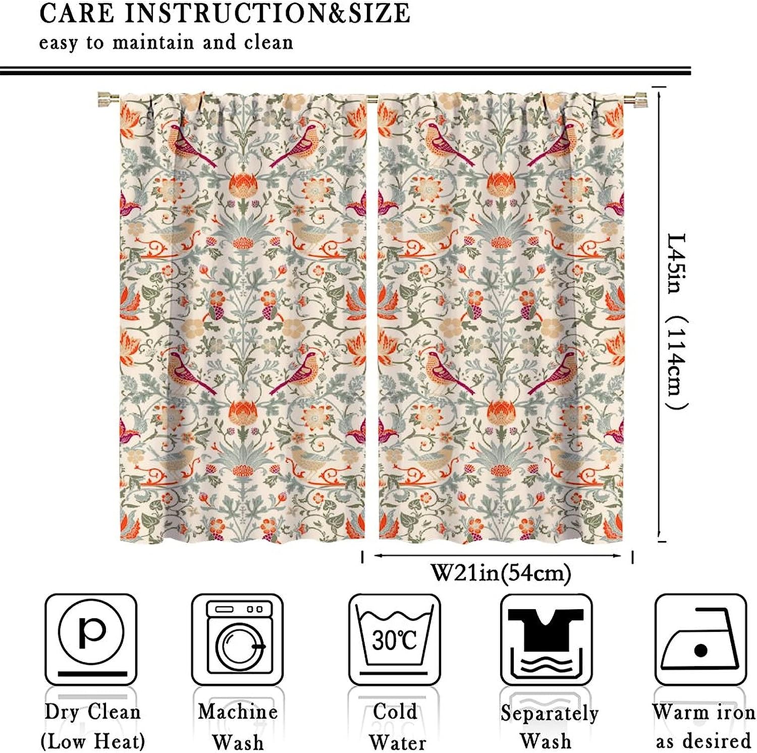 William Morris Bohemian Curtains - Retro Original Design Perfect For Home Decoration - Image 2